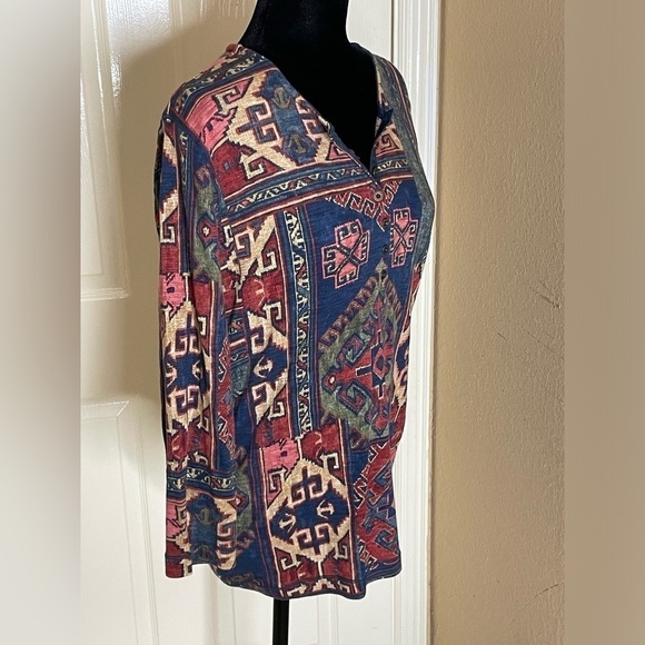 Vintage Ralph Lauren Jeans Co. Aztec Western Diamond Shaped Pearl Snaps Ladies L - Picture 3 of 8